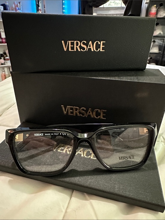 Versace Accessories - Brand new, never worn. Versace Black Rectangular RX Glasses with Gold Accent